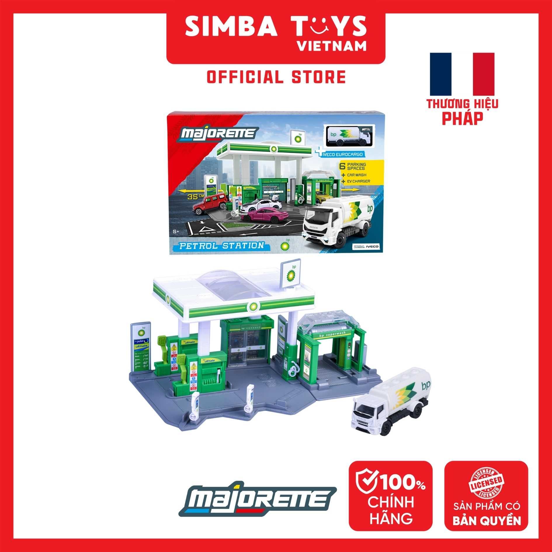  Bộ Đồ Chơi Mô Hình Trạm Xăng MAJORETTE Petrol Station BP + 1 Vehicle 8502006001 1:64 Diecast - Simba Toys Vietnam 