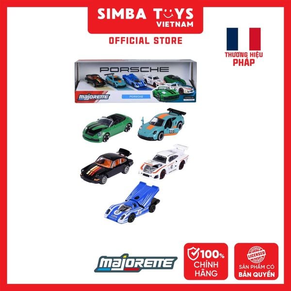  Bộ 5 Đồ Chơi Xe Mô Hình MAJORETTE Porsche 5 Pieces Giftpack 8502105002 1:64 Diecast - Simba Toys Vietnam 