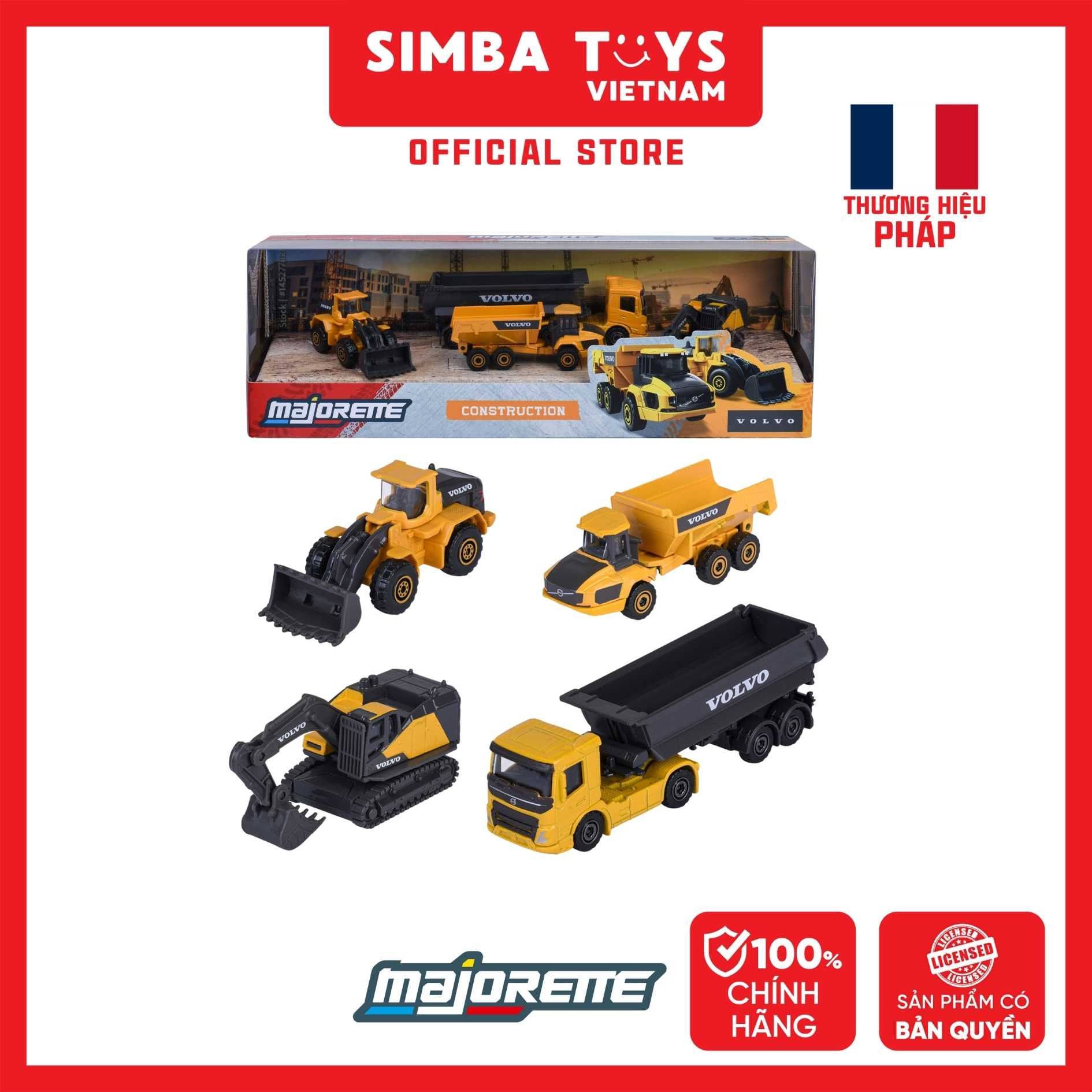  Bộ 4 Đồ Chơi Xe Mô Hình MAJORETTE Volvo Construction 4 Pieces Giftpack 8503105000 1:64 Diecast Model Car - Simba Toys Vietnam 
