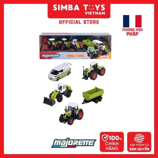  Bộ 5 Đồ Chơi Xe Mô Hình MAJORETTE Claas Farm 5 Pieces Giftpack 8503105002 1:64 Diecast Model Car - Simba Toys Vietnam 