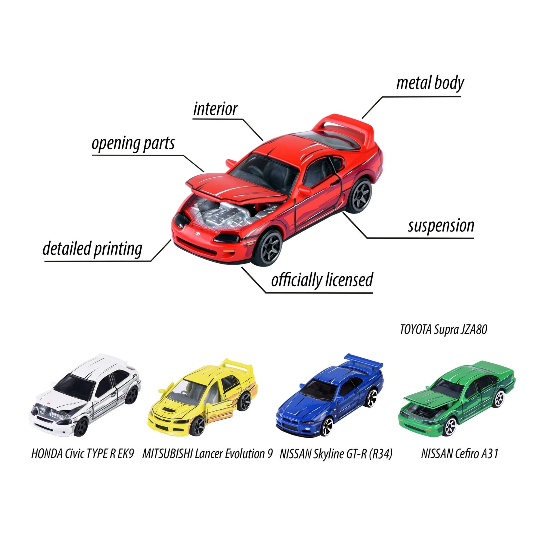  Bộ 5 Đồ Chơi Xe Mô Hình MAJORETTE JDM Legends Anime 5 Pieces Giftpack 8504105000 - Simba Toys Vietnam 