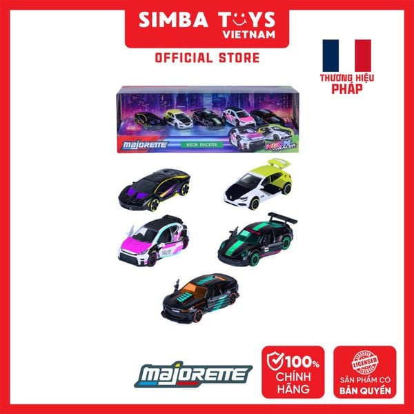  Bộ 5 Đồ Chơi Xe Mô Hình MAJORETTE Neon Racer 5 Pieces Giftpack 8504105004 - Simba Toys Vietnam 