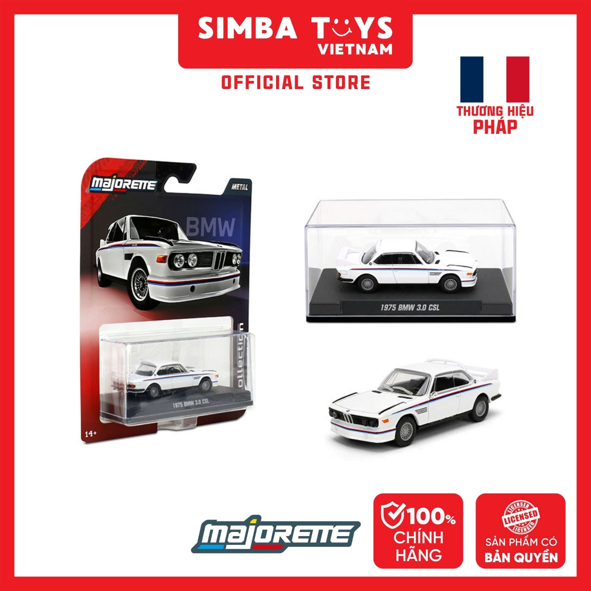  Đồ Chơi Xe Mô Hình MAJORETTE Collection 1975 BMW 3.0 CSL 8505001009 - Simba Toys Vietnam 