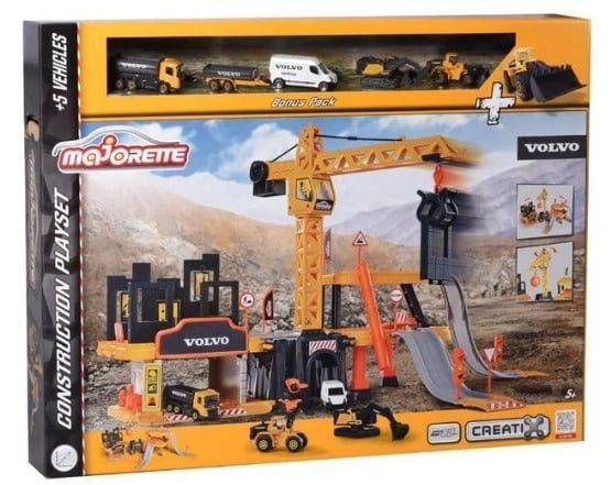  212050032 Bộ Đồ Chơi Mô Hình Xây Dựng MAJORETTE Creatix Construction + 5 Volvo Cars 