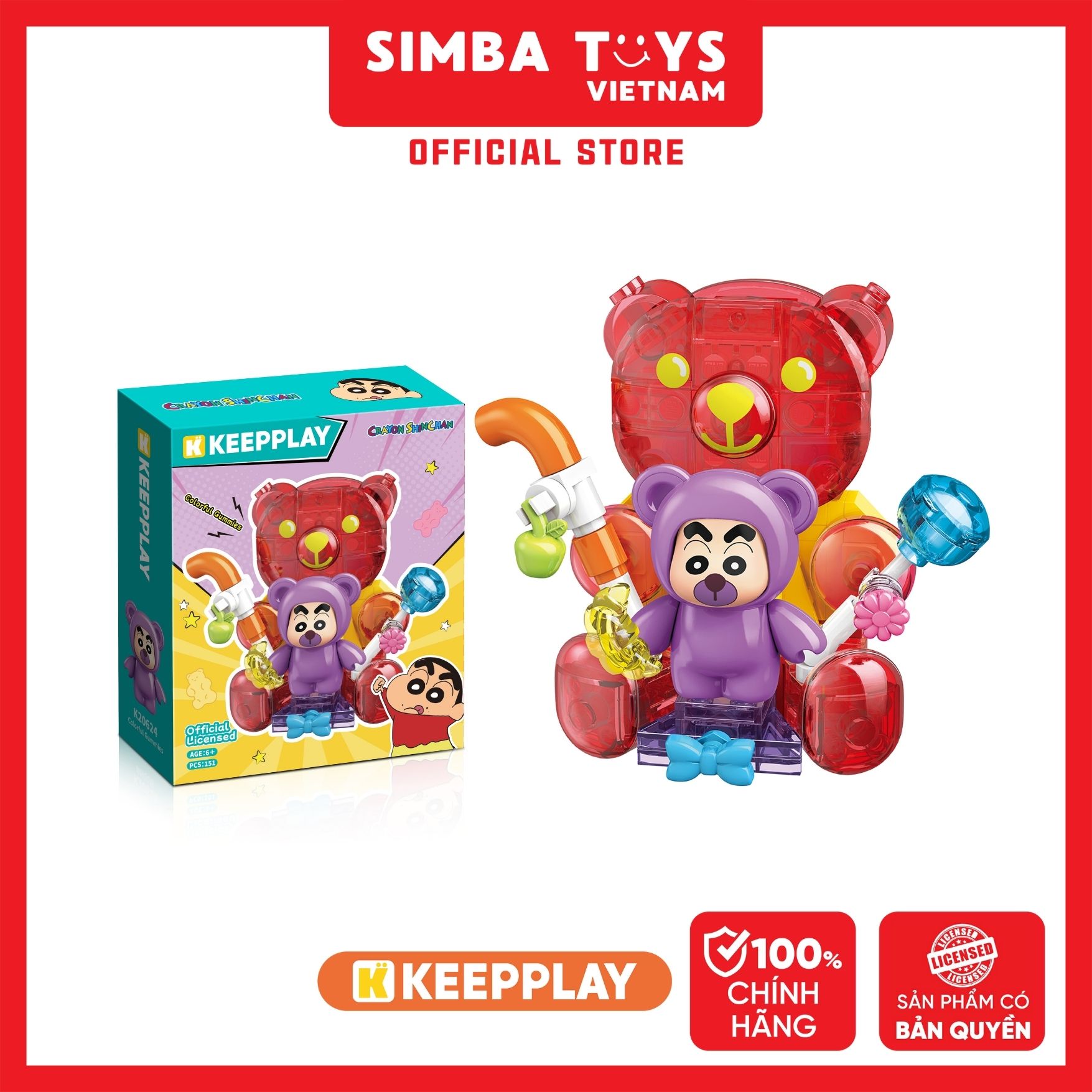  Đồ Chơi Lắp Ráp KEEPPLAY Shinchan Colorful Gummies K20624 - Simba Toys Vietnam 