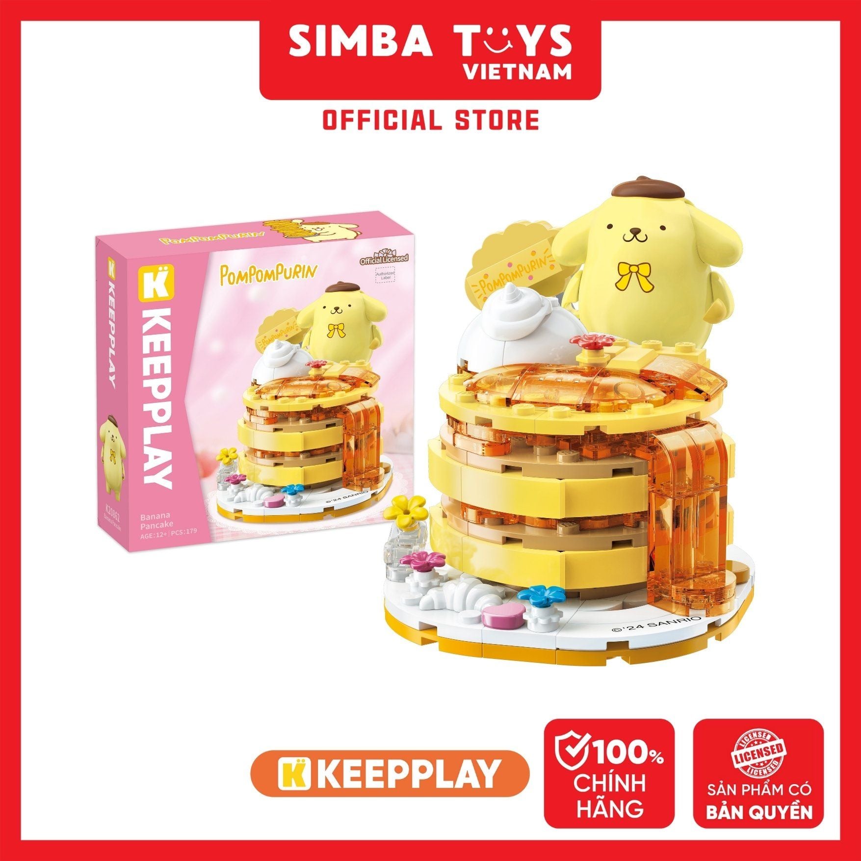  Đồ Chơi Lắp Ráp KEEPPLAY Sanrio PomPomPurin Banana Pancake K20862 - Simba Toys Vietnam 