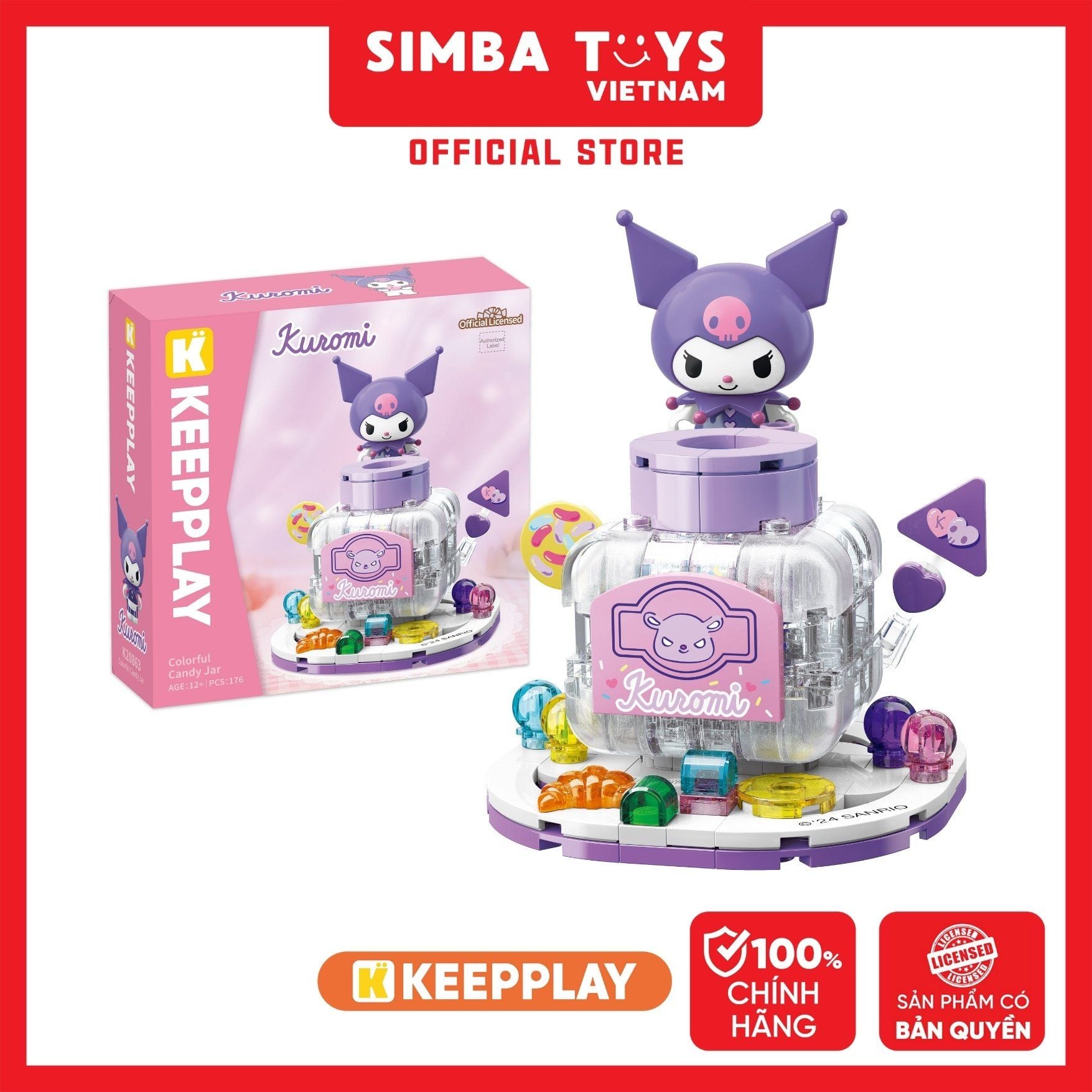  Đồ Chơi Lắp Ráp KEEPPLAY Sanrio Kuromi Colorful Candy Jar K20863 - Simba Toys Vietnam 