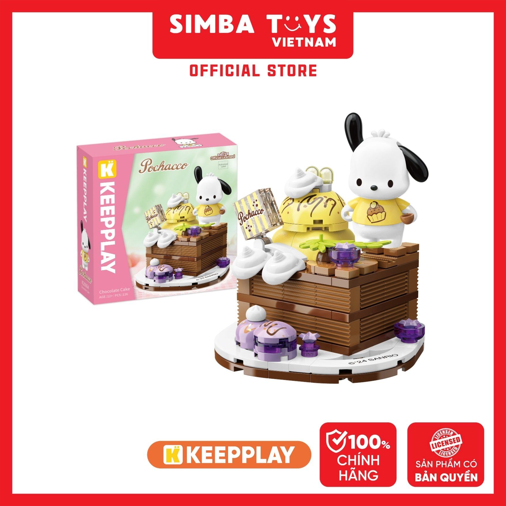  Đồ Chơi Lắp Ráp KEEPPLAY Sanrio Pochacco Chocolate Cake K20864 - Simba Toys Vietnam 