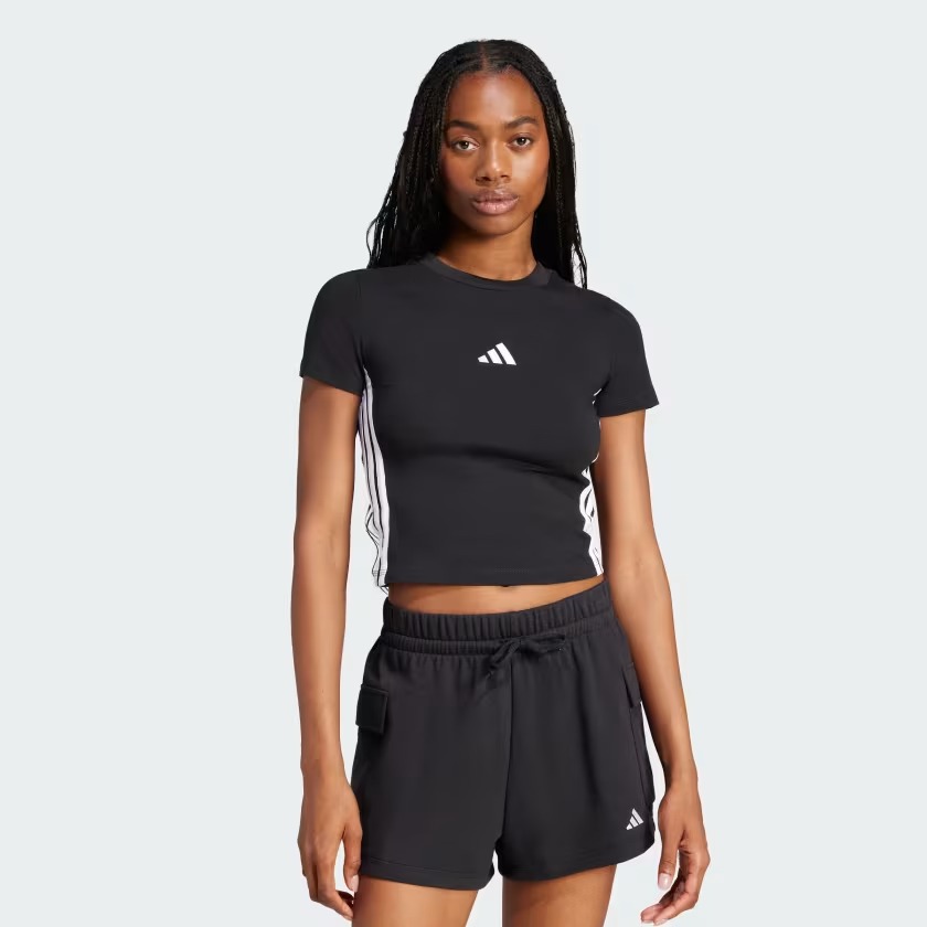  Áo Baby Tee adidas Essentials Slim 3 sọc Nữ - JC8325 