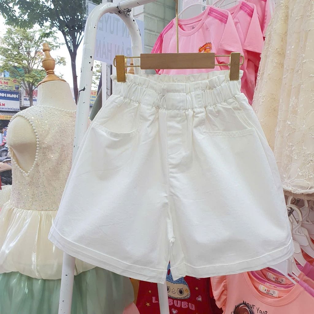  Q45 _ Quần short kaki lưng cao bé gái phom dáng đẹp thời trang _ Beekids 