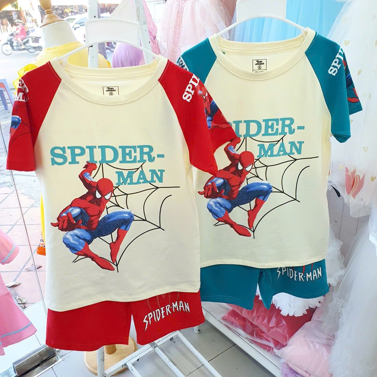  S93 _ Bộ thun lửng bé trai họa tiết Spiderman chất cotton 4 chiều mềm mát _ Beekids 