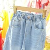  Q55 _ Quần jean dài ống suông bé gái lưng thun chất jean cotton mềm mại thoáng mát _ Beekids 