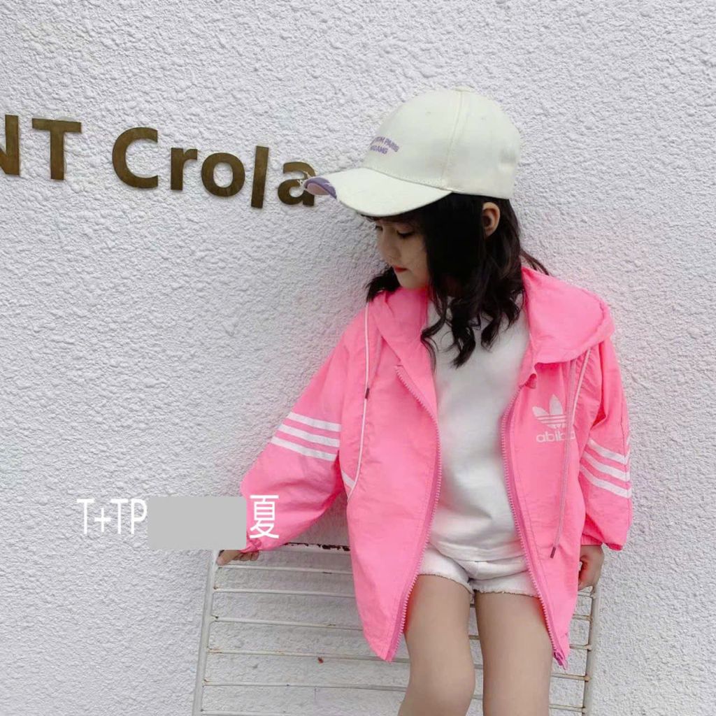  K06 _ Áo khoác gió cho bé gái họa tiết Adidas màu hồng dễ thương _ Beekids 