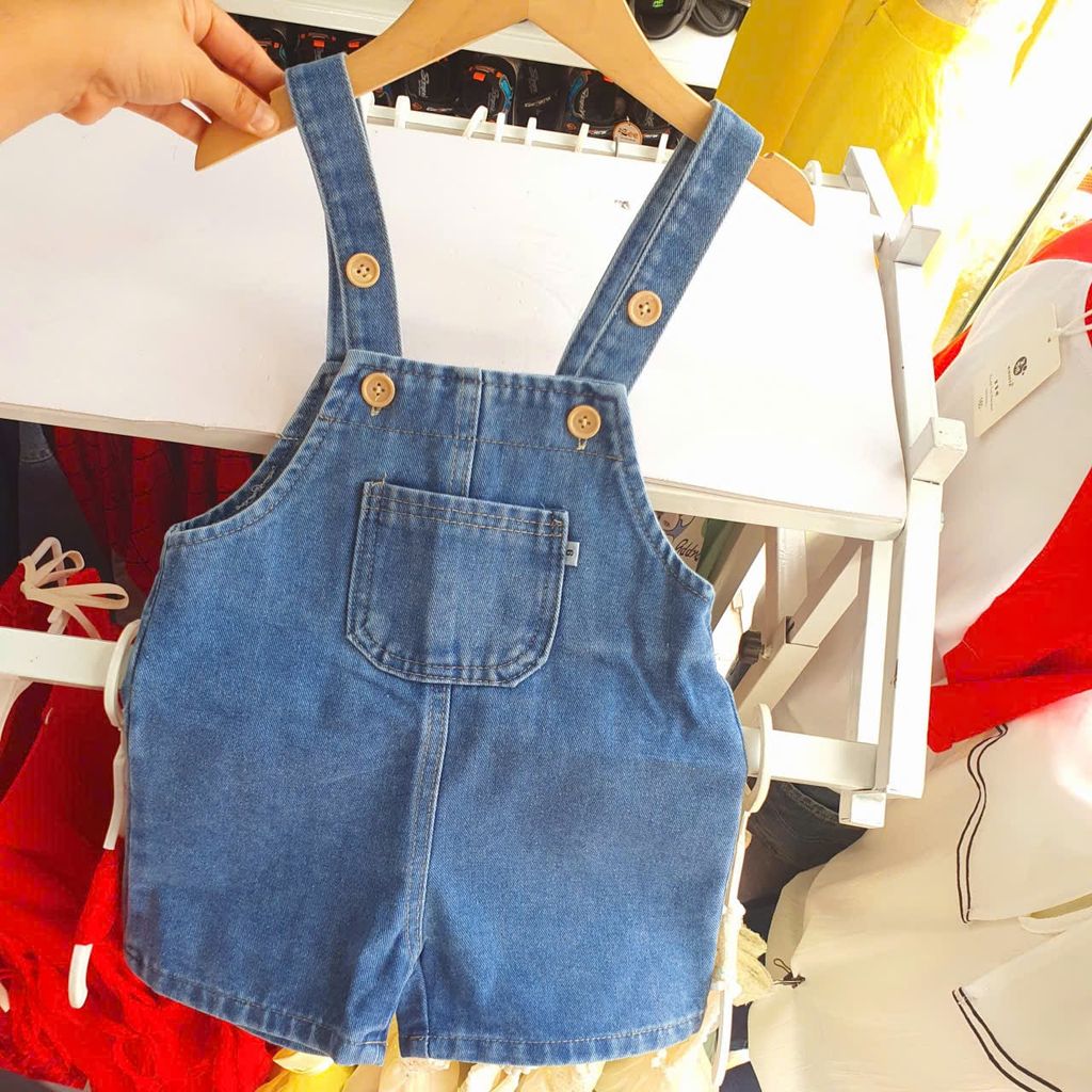  Q06 _ Quần yếm jean dáng short cho bé trai và bé gái phong cách Hàn Quốc _ Beekids 
