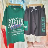  DB58 _ Bộ thun lửng cotton cho bé trai từ 35kg đến 60kg họa tiết sành điệu_ Beekids 