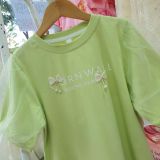  A49 _ Áo thun bé gái tay phồng phối lưới mềm mịn _ Beekids 