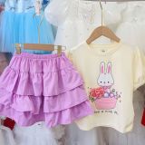  S94 _ Set váy bé gái 3 tầng phối áo thun họa tiết hoạt hình xinh xắn_ Beekids 