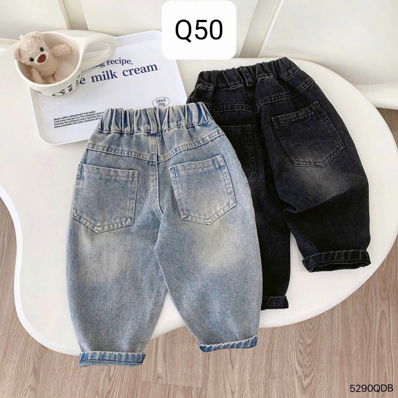  Q50 _ Quần jean rách gối cá tính cho bé chất jean mềm mại co giãn nhẹ _ Beekids 