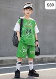  S89 _ Set bé trai tay phối chất cotton mềm mát họa tiết chữ ngôi sao sành điệu _ Beekids 