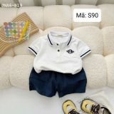  S90 _ Set bé trai áo thun Polo ngắn tay phối quần kaki mềm mịn _ Beekids 