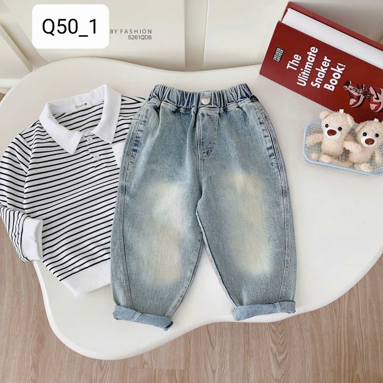  Q50 _ Quần jean rách gối cá tính cho bé chất jean mềm mại co giãn nhẹ _ Beekids 