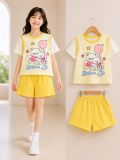  S112 _ Set đùi bé gái áo thun tay phối họa tiết gấu xinh xắn dễ thương _Beekids 