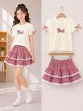  S120 _ Set áo chân váy caro đính nơ siêu dễ thương cho bé gái _ Beekids 