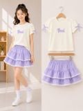  S120 _ Set áo chân váy caro đính nơ siêu dễ thương cho bé gái _ Beekids 