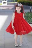  D50 _ Đầm đỏ dáng xòe đính nơ xinh cho bé mặc Noel, lễ tết _ Beekids 