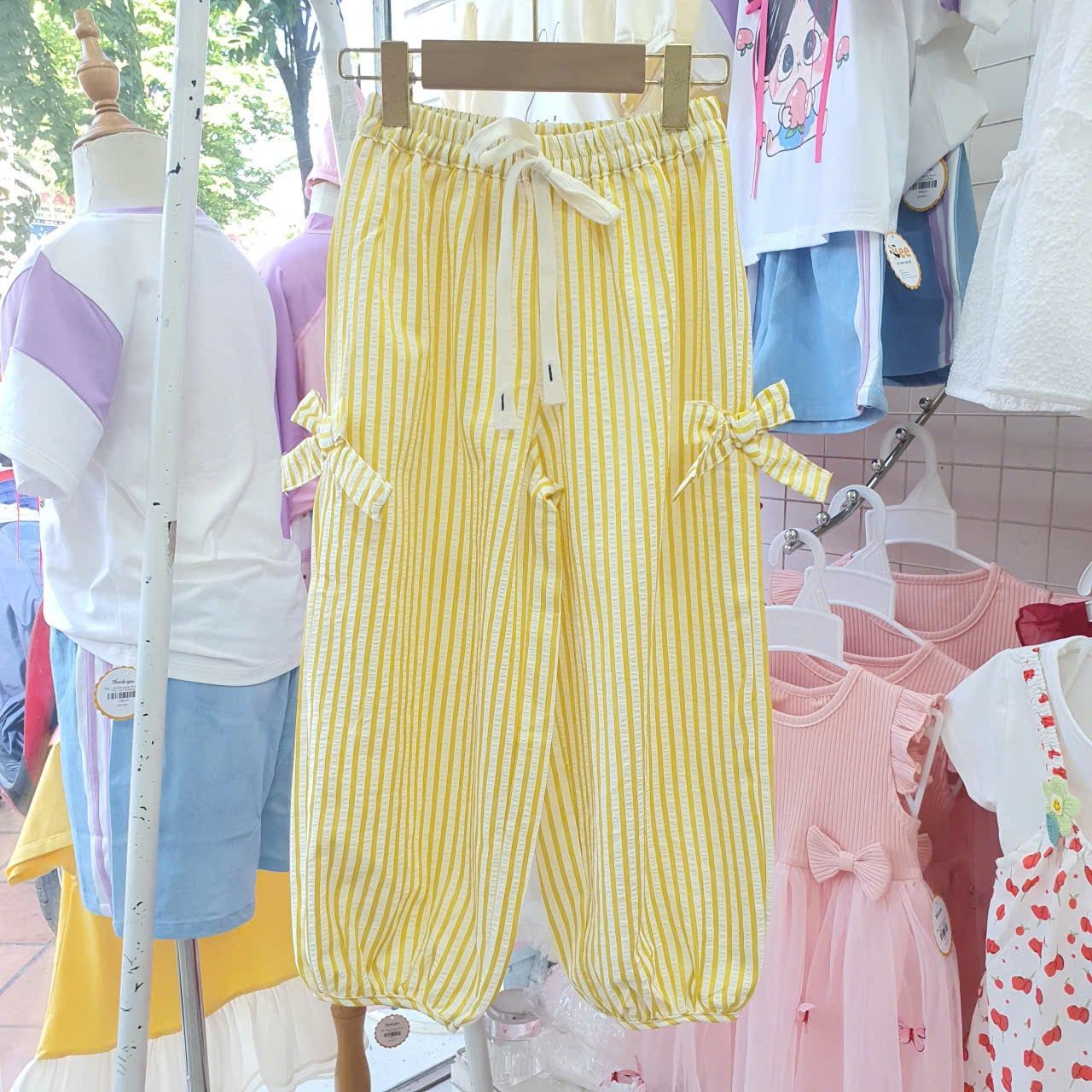  S96 _ Set bé gái quần dài sọc bo lai phối áo tay cánh tiên 2 lai duyên dáng dễ thương _ Beekids 