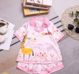  DB60 _ Bộ pijama đùi cho bé gái chất lụa latin mềm mịn hoạ tiết hươu cao cổ dễ thương _ Beekids 