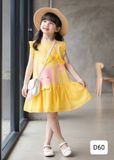  D60 _ Đầm thun bé gái phối voan mềm mại họa tiết đáng yêu _ Beekids 