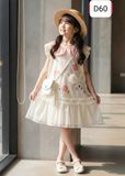  D60 _ Đầm thun bé gái phối voan mềm mại họa tiết đáng yêu _ Beekids 