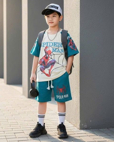  S93 _ Bộ thun lửng bé trai họa tiết Spiderman chất cotton 4 chiều mềm mát _ Beekids 