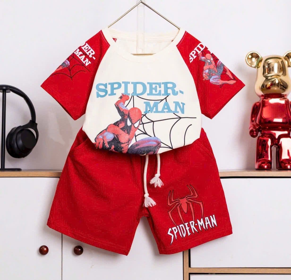  S93 _ Bộ thun lửng bé trai họa tiết Spiderman chất cotton 4 chiều mềm mát _ Beekids 