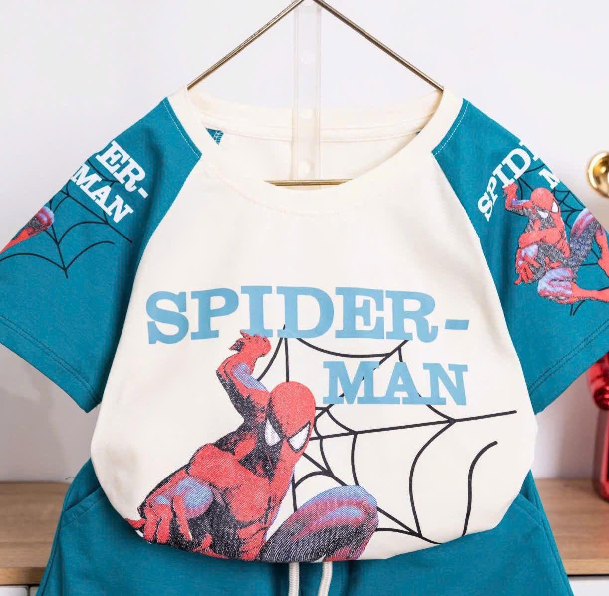  S93 _ Bộ thun lửng bé trai họa tiết Spiderman chất cotton 4 chiều mềm mát _ Beekids 