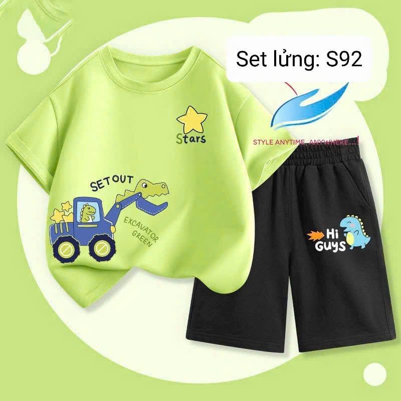  S92 _ Bộ thun lửng bé trai chất cotton mềm mát họa tiết hoạt hình dễ thương _ Beekids 