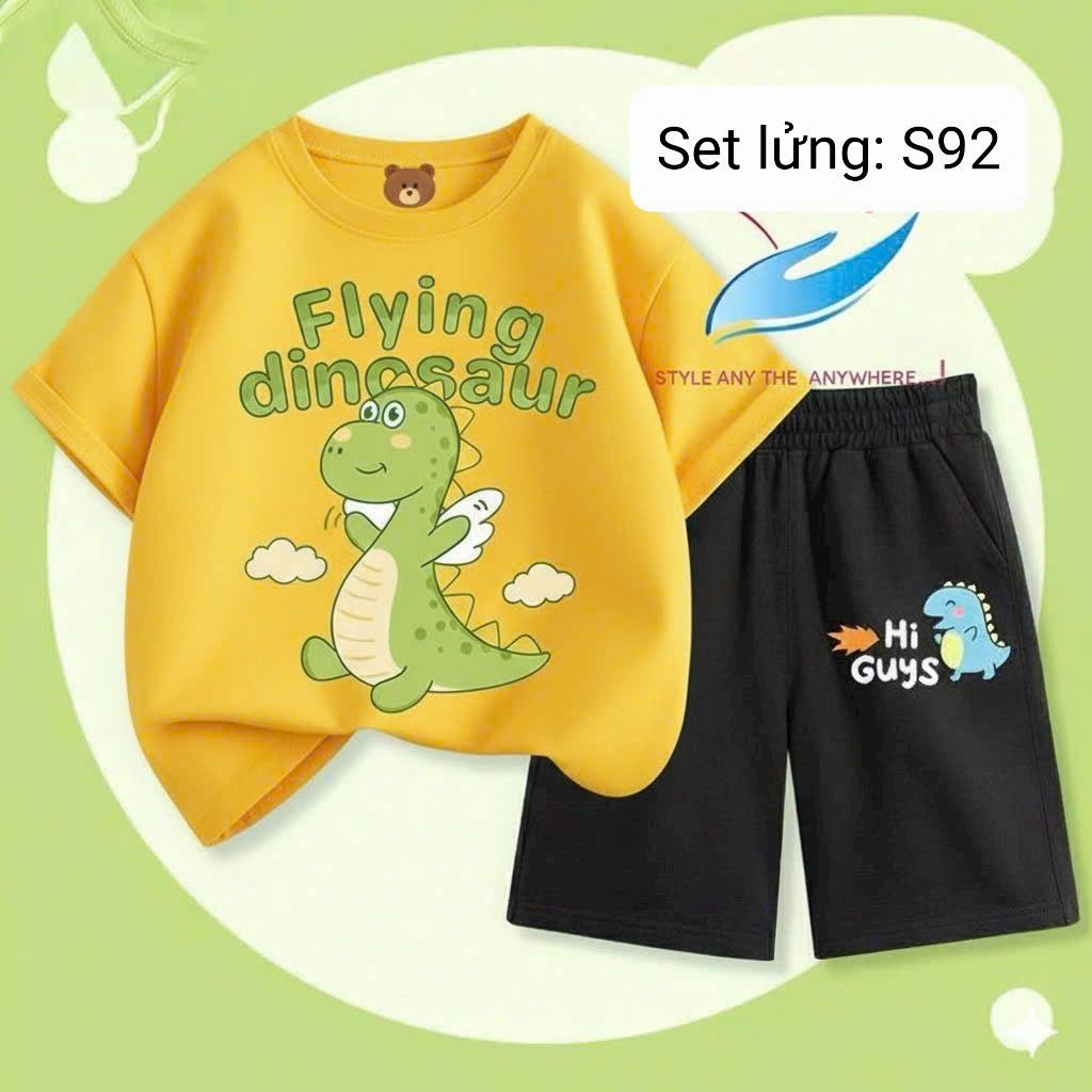  S92 _ Bộ thun lửng bé trai chất cotton mềm mát họa tiết hoạt hình dễ thương _ Beekids 