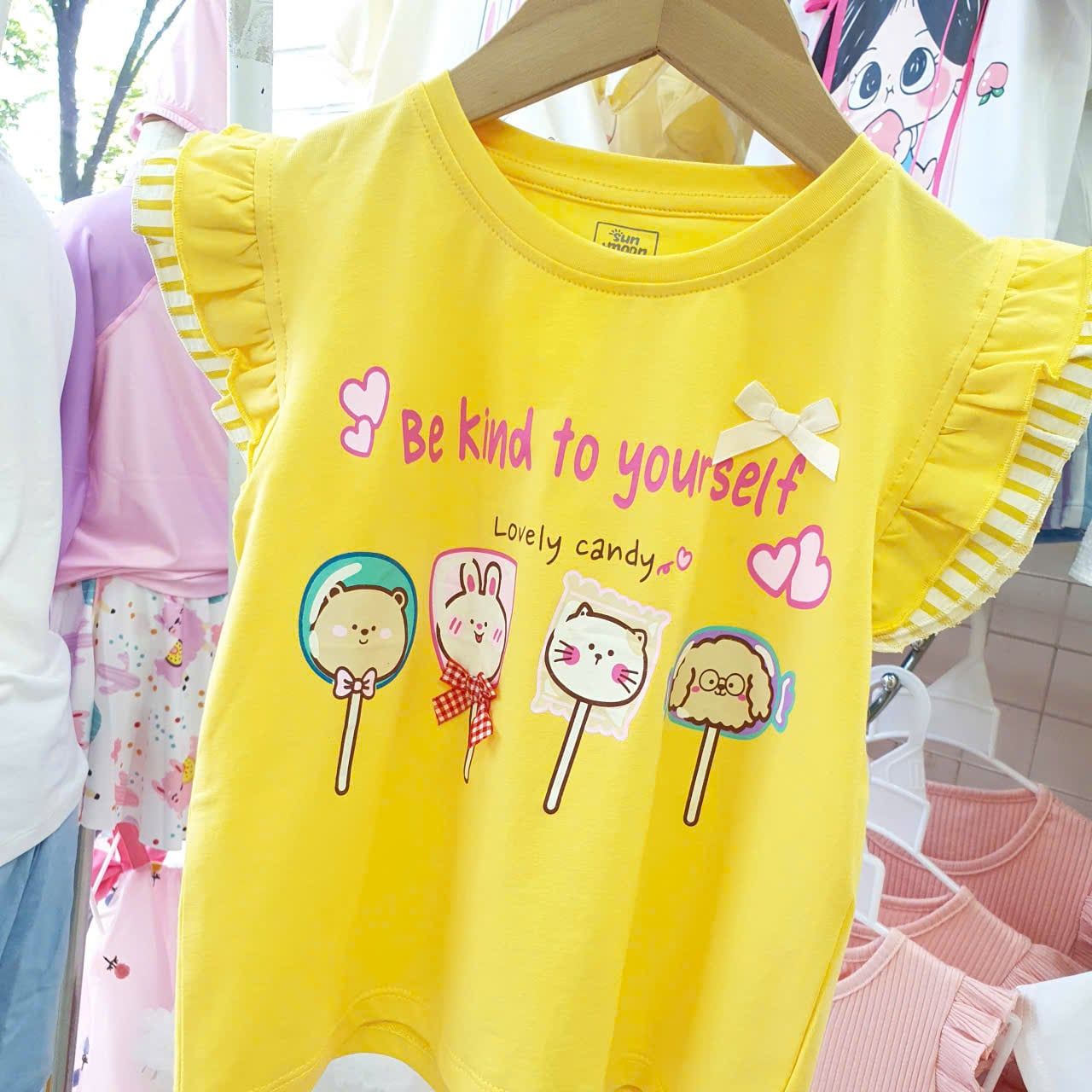  S96 _ Set bé gái quần dài sọc bo lai phối áo tay cánh tiên 2 lai duyên dáng dễ thương _ Beekids 