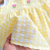  D65 _ Đầm bé gái giả yếm sát nách sọc caro tặng kèm túi cói xinh xắn _ Beekids 