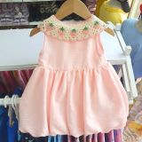  D67 _  Đầm bí bé gái màu hồng phấn cổ len trái dâu siêu dễ thương _ Beekids 