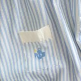  D68 _ Đầm hè bé gái dáng babydoll kẻ sọc xanh thêu hình 3 cánh buồm xinh xắn _ Beekids 