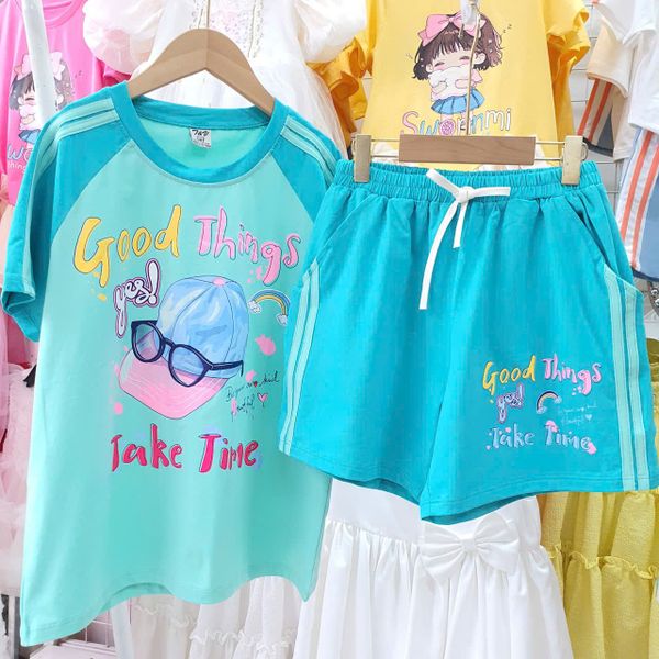  DB62 _ Đồ bộ đùi cho bé gái bisize từ 32 đến 70kg chất cotton mịn mát  _ Beekids 