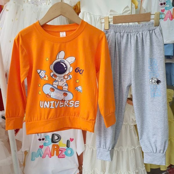  DB65 _ Bộ thun dài tay bé trai mặc ngủ chất cotton mịn mát họa tiết hoạt hình dễ thương _ Beekids 