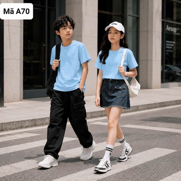  A70 _ Áo thun trơn cho bé và gia đình chất cotton 4 chiều mềm mịn mát _ Beekids 