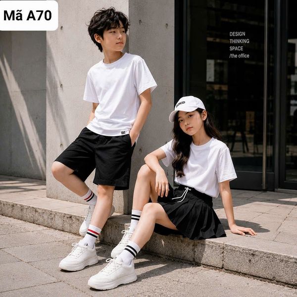  A70 _ Áo thun trơn cho bé và gia đình chất cotton 4 chiều mềm mịn mát _ Beekids 