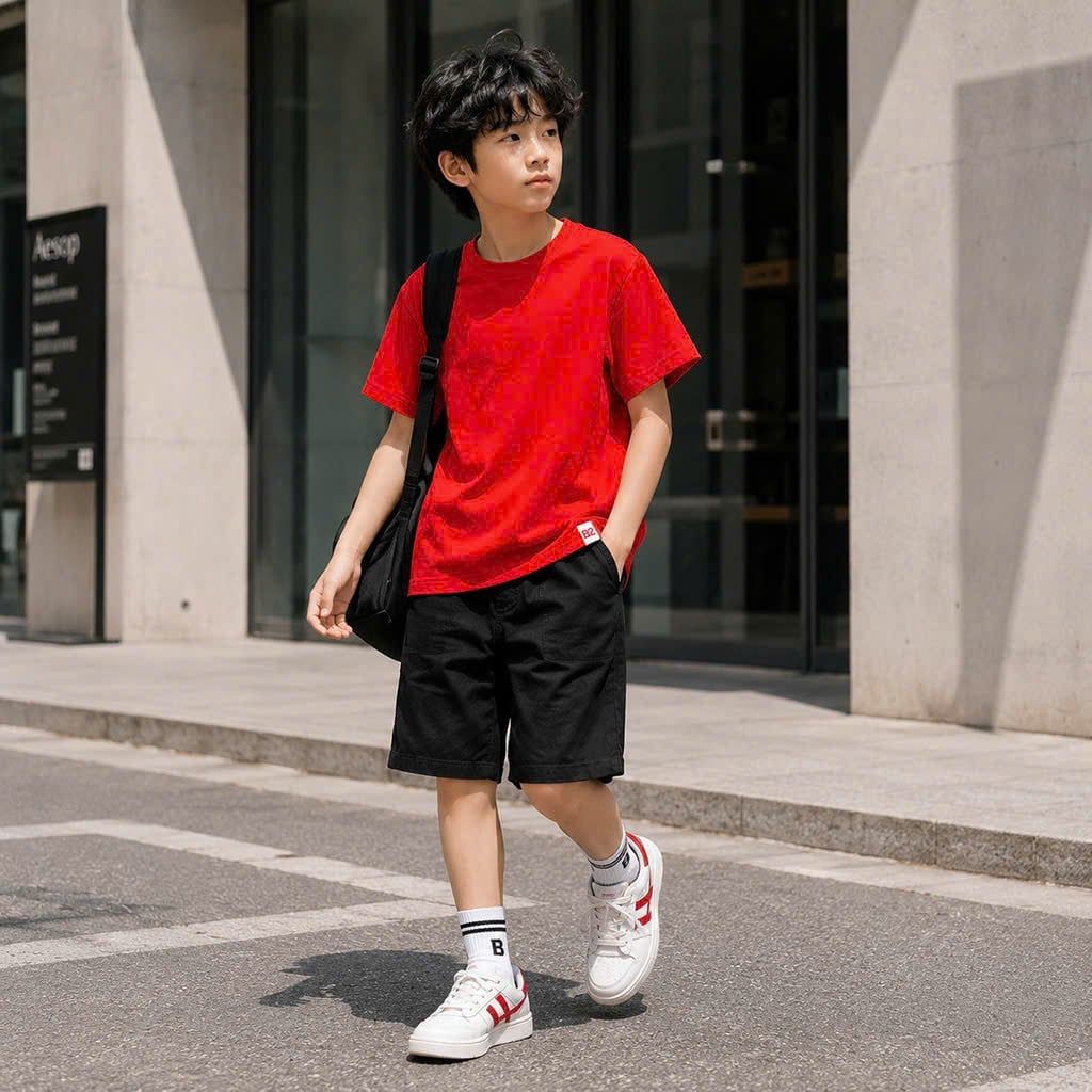  A70 _ Áo thun trơn cho bé và gia đình chất cotton 4 chiều mềm mịn mát _ Beekids 