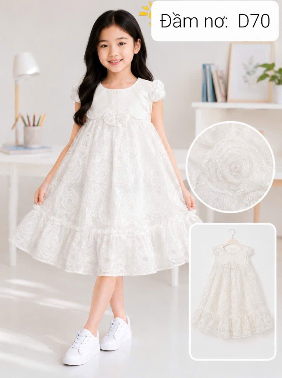  D70 _ Đầm bé gái chữ A đuôi cá nhúng bèo chất tơ mềm mại xinh xắn  _ Beekids 