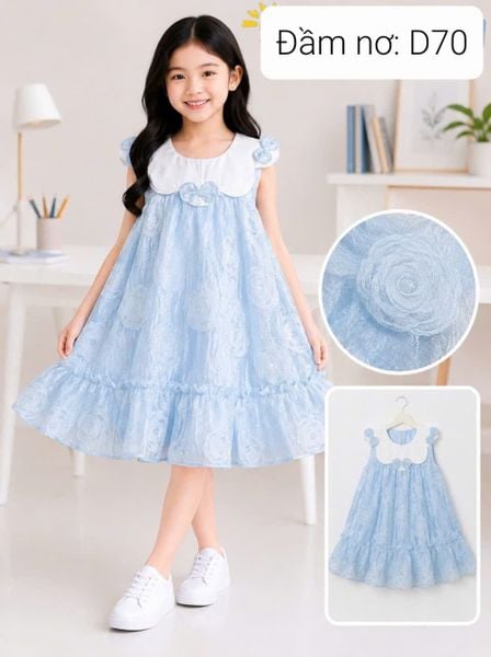  D70 _ Đầm bé gái chữ A đuôi cá nhúng bèo chất tơ mềm mại xinh xắn  _ Beekids 