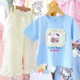  S113 _  Set bé gái quần dài chấm bi nhúng bèo phối áo thun họa tiết thỏ đáng yêu _ Beekids 